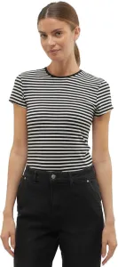 Vero Moda Damen T-Shirt VMINES Tight Fit 10300882 Black/Snow White L
