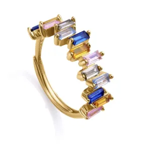 Viceroy Schicker vergoldeter Ring mit farbigen Zirkonen 9101A01