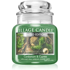 Village Candle Cardamom & Cypress Duftkerze (Glass Lid) 389 g