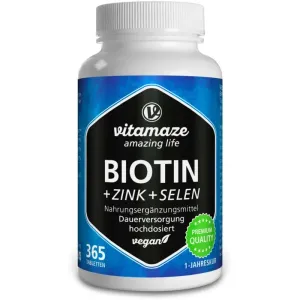 Vitamaze Biotin hochdosiert + Zink + Selen Tabletten für Haare, Nägel und Haut 365 TAB