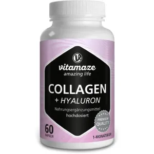 Vitamaze Collagen 300 mg + Hyaluronic Acid 100 mg hochdosiert Kapseln mit Kollagen 60 KAP