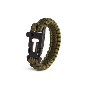 WARAGOD Bauin Paracord - Armband mit Pfeife und Feuerstahl, grün