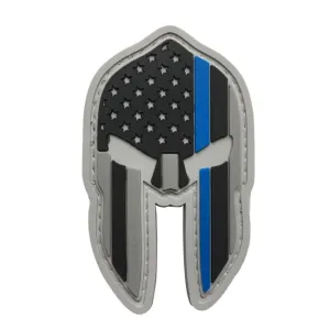 WARAGOD Klettabzeichen 3D US Spartan Helmet blue line 7x4.2cm
