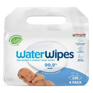 Water Wipes Baby Wipes 4 Pack sanfte Feuchttücher für Kleinkinder 4x60 St