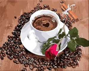 Zuty Malen nach Zahlen Tasse Kaffee und Rosen